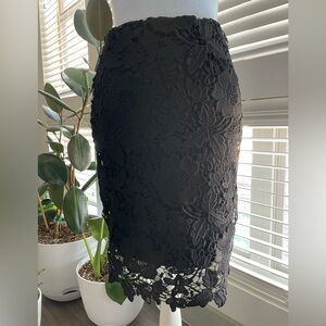 Black Pencil F21 Floral Crochet Skirt